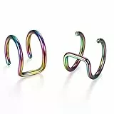 Flongo Ohrklemme ohne Loch Ohrringe Ohrstecker Ohrclip Fake Plug Fakeplugs Captive Ring Ohrpiercing Helix Cartilage Knorpel Piercing Bunt Herren, Damen