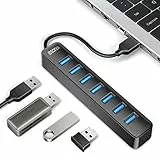 USB Hub, iDsonix 7 Ports Mehrfach USB 3.0 Hub mit 15cm Kabel, SuperSpeed 5Gbps Datenhub USB Verteiler für Laptop, MacBook, MacBook Air/Pro/Mini,iMac, MacPro,Surface Pro,PS4,USB Flash Drives,Drucker