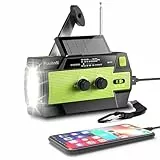 Puiuisoul Notfall-Radio, 4000 mAh, Wetterradios mit Handkurbel und Solarladung, 3-Gang-LED-Taschenlampe, SOS-Alarm, tragbare Powerbank, AM/FM/NOAA, Bewegungsmelder-Leselampe
