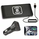 15W Inductive Car Charging Station with 40W Cars Charger Non-Slip Wireless Car Charging Pad Universal Carr Charger für iPhone 17 16 15 14 13 12 SamsungS23 S22 Headphones and Devices (1m Cable)