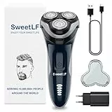 SweetLF Rasierer Herren Elektrisch, Nass- und Trockenrasierer mit IPX7-Technologie elektrischer, 4D-Drehköpfen & LED-Display Elektrorasierer Herren(Marineblau)