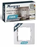 Kopp PARIS 1-fach Abdeckrahmen in Arktis-Weiß - 10 Stück - 83 x 83 x 9,5 mm - Rahmen für Steckdosen & Schalter - Stilvoller Steckdosenrahmen aus Kunststoff - Hochwertiger Lichtschalter-Rahmen