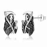 ZIPPICE Ohrstecker Damen 925 Sterling Silber Totenkopf Ohrringe Halloween Ohrringe Hypoallergen Ohrringe Ohrringe Gothic Halloween Schmuck für Damen Frauen Mädchen