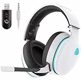 Gvyugke 2,4 GHz Wireless Gaming Headset für PC, PS4, PS5, Mac, Switch, Bluetooth Kabelloses Kopfhörer mit abnehmbarem Mikrofon mit Geräuschunterdrückung, 3,5 mm Kabelmodus für die Xbox-Serie