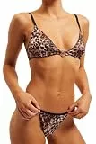 Juicy Couture Damen Charm Triangle Bra Bralette ohne Bügel mit verstellbaren Trägern für Sport Freizeit u. Fitness in versch. Farben BH, Natural Leopard, M