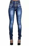 Damen Jeans High Waist Stretch Denim Jeanshosen für Damen Skinny Slim Fit Röhrenjeans Bleistiftjean Lässige Pant Strecken Schlank Stylische Hosen (Marine, M)