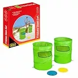 Idena 40381 - Wurfspiel Frisbee Slam Set Outdoor, 2 Faltbare Zielkörbe, 1 Blaue und 1 gelbe Wurfscheibe ⌀ 20 cm, Größe 48 x 38,5 cm, für Erwachsene und Kinder ab 6 Jahren