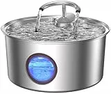 Tomxcute Edelstahl Trinkbrunnen für Katzen 3,2L, katzentrinkbrunnen für Hunde mit Wasserstandsfenster - mit Einem Satz Filter für Mehrkatzenhaushalt und Hunde