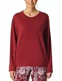 Schiesser Damen Schlafshirt Langarm Baumwolle - Mix + Relax Pyjamaoberteil, dunkelrot_182103, 48