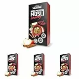 Layenberger High Protein Crunchy Müsli, 25% Eiweiß und 11% Ballaststoffe, vegan - 4er Pack (1x 375 g) - Apfel Zimt