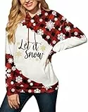 For G and PL Weihnachten Damen Ugly Christmas Hoodie Sweatshirt mit Tasche Druck Pullover Festlich Kapuzenpullover M