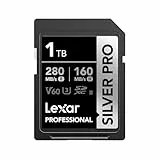 Lexar Silver PRO SD Karte 1TB, UHS-II SD Speicherkarte, V60, U3, C10, bis zu 280MB/s Lesen, 160MB/s Schreiben, SDXC-Karte für DSLR/Kamera/Fotografen/Videofilmer/Enthusiasten (LSDSIPR001T-BNNNG)