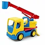 Wader 35318 - Tech Truck LKW mit Kran, Personen-Korb, drehbarem Aufsatz und stabilen Stahlachsen, ca. 29 x 11,5 x 32 cm groß, ab 12 Monaten, ideal als Geschenk für kreatives Spielen