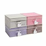 YueYue Faltbare Stoff-Schrank-Organizer-Box – 4 Stück, 31,9 x 30,5 x 17,9 cm, Aufbewahrungsbehälter mit Deckel, 4 helle Farbkorbboxen – Aufbewahrungsbox, zusammenklappbarer Stoffdeckel