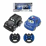 Lexibook, Crosslander Twin, 2er-Set funkferngesteuerte Autos (Polizeiauto, Diebesauto), bis zu 12km/h, Sound- und Lichteffekte, 2 Fernbedienungen, Schwarz/Blau, RC12