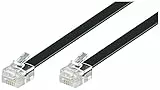 goobay Telefonkabel 6m, flaches Modularkabel mit RJ12 Stecker (6P6C), als Anschlusskabel für Telefon, Fax, Router, Modem, DSL, schwarz - 50322