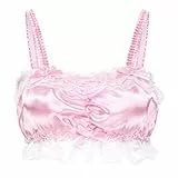 Satini Sissy Rüschen Spitze Tailliert Seidig Satin Dessous Bralette (Zartrosa, XXL)