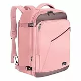 MATEIN Groß Rucksack Herren 50L, Air France Travel Backpack Erweiterbar Arbeitsrucksack Wasserabweisend Reiserucksack 55x35x25cm Carry-On Damen Cabin Bag Tagesrucksack für Bussiness, Rosa Grau