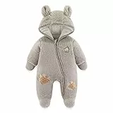 JiAmy Baby Schneeanzüge Winter Overall mit Kapuze Fleece Strampler Mädchen Jungen Warm Outfits- Gr. 6-9 Monate (73 cm), Rot