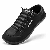 HOBIBEAR Unisex Breite Barfuss Schuhe Damen Herren Barfußschuhe Minimalistische Outdoor Trail Running Walking Schuhe Voll Schwarz EU 37
