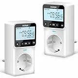 Zeitschaltuhr Digital Nach Maß Deutsche Ausführung Steckdose mit 25 konfigurierbaren Wochen- Tages- und Minuten Programmen,LCD-Display Digitale Elektrische Zeitschaltuhr für Innen 3680W-2 Pack