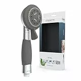 SCHÜTTE Handbrause VITAL | mit rutschfestem Griff | Duschkopf mit Anitikalk-Noppen | 3 einstellbare Strahlarten und Wasserstopp-Funktion | Brausekopf Antikalk für die Dusche