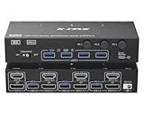 KVM Switch 3 PC 2 Monitore 8K@60Hz,4K@144Hz,MLEEDA HDMI und Displayport Dual Monitor KVM Switch mit 4 USB 3.0 Port für Tastatur Maus Drucker, mit Kabelfernbedienung, Netzadapter und USB-Kabel