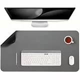 Jumdast Schreibtischunterlage, Doppelseitigen Rutschfeste Tischunterlage Multifunktionales Office Mousepad Laptop Schreibunterlage Kunstleder Schreibtischmatte (Grau Schwarz, 40 x 80 cm)