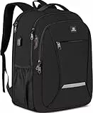 Cafele Unisex-Rucksack für Damen und Herren, Schulrucksack für Jugendliche, 17,3 Zoll Laptop-Rucksack mit USB-Ladeanschluss für Beruf, Studium, Uni und Reisen – Schwarz