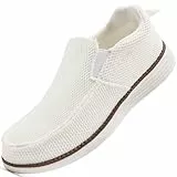 KTVHYW Herren Loafer Slip On Sneakers Slipper Schuhe Laufschuhe Mokassins Turnschuhe Sportschuhe Bequeme und Atmungsaktive Tennisschuhe-White-45