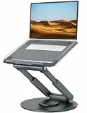 Laptop Ständer Höhenverstellbar mit 360° Drehbarer Basis, Ergonomisch Laptopständer, Laptop Erhoehung Fuer Schreibtisch, Standing Laptop Stand Computer Ständer mit MacBook Pro, Laptops 10–17'-Grau