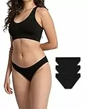 Snocks Damen Unterwäsche Slip aus Bio-Baumwolle (3er Pack) - Unterhosen Frauen Klassisches Schlichtes Design - Perfekte Passform - Kein Einschneidendes Gummiband - Gr. S - Farbe Schwarz