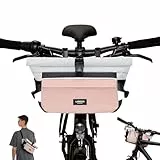 LARKSON Lenkertasche Fahrrad Rosa - Lasse - 2 in 1 Fahrradtasche & Umhängetasche - Bikepacking Tasche für Lenker Vorne mit Reflektion - Wasserabweisend