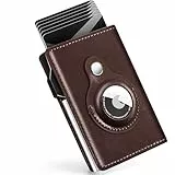 FLETUTE Schwarz-braune Airtag-Brieftasche, braun, 4-INCH, Amerikanisch
