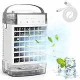 1600ML Mobile Klimagerät, 2024 Patent Luftkühler 4 in 1, Mini Klimaanlage, Air Cooler mit 3 Stufen & 7 Farben Nachtlicht, Air Conditioner Portable Klimagerät Ohne Abluftschlauch für Schlafzimmer Büro