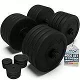 ArtSport Hanteln Set 40 kg – Hantel mit Gewichten & 4 Sternverschlüssen, 2 verstellbare Kurzhanteln für effektives Krafttraining Zuhause