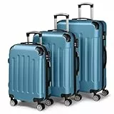 LEADZM Kofferset 3 teilig Hartschale, Reisekoffer mit Rollen Groß, Koffer Set aus ABS, Trolley Handgepäck mit Eckenschutz (Navyblau)