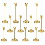Kerzenständer Gold, 12 Stück Kerzenständer Stabkerzen Kerzenhalter Goldene, Vintage Kerzenleuchter Hochzeit Kerze Stand für Tisch Hochzeit Housewarming Geschenk Weihnachten