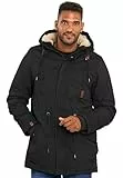 ALESSANDRO SALVARINI Winterjacke Herren Jacke Herren Winter Mann - 100% Baumwolle Teddyfell Fell Gefüttert Warm Kuschelig, Wind Schutz - Schwarz L