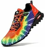 Kricely Traillaufschuhe Herren Leicht Atmungsaktiv Wanderstiefel Rutschfest Laufschuhe Outdoor Fitness Straßenlaufschuhe(Regenbogen 41)