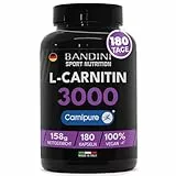 Bandini® L-CARNITIN Carnipure® 3000, 180 Kapseln, L-Carnitine, Sport-Supplement mit L Carnitin-Tartrat, reines Karnitin mit hoher Absorption und Bioverfügbarkeit, ohne Zusatzstoffe, 100% Vegan