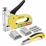 AECCN 3-in-1 Schwerlast-Heftklammern-Set aus Stahl mit 2100 Heftklammern, Polsterhefter für Befestigungsmaterial, Dekoration, Tischlerei, Möbel, Türen und Fenster - Gelb
