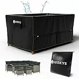 Juskys Gartenmöbel Abdeckplane CoverSafe Pro 160x100x75cm - winterfest & wasserdicht - Schutzhülle für Gartentisch, UV-Schutz, Abdeckhaube Gartentisch