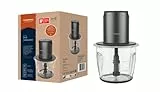 Grundig Delisia Novus CH 7140 Professioneller Multi-Zerkleinerer, 500 Watt, 4 Edelstahlmesser mit Zirkonium-Beschichtung, 1l Glasbehälter, 2 Stufen, Anti-Rutsch-Unterlage, Dark Inox/Schwarz