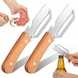 Homoyoyo 2Er-Set Obstschäler Und Flaschenöffner Aus Edelstahl Mit Holzgriff Gemüseschäler Für Die Küche Praktisches Küchenhelfer Für Obst Gemüse Und Schnelle Zubereitung