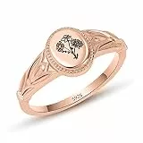 SLIACETE 925 Sterling Silber Geburtsblume Ring Personalisiert für Frauen Mädchen Geburtsmonat Blumen Siegelring Geburtsblume Schmuck Geschenke, Roségold, Typ 2