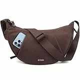 BITUOR Umhängetasche Damen & Herren Halbmond Style Halbrunde Schultertasche Anti-Diebstahl Handtasche Wasserabweisend für Reisen Arbeit Freizeit