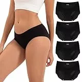 INNERSY Nahtlose Unterwäsche Damen Schwarz Slips Nahtlos Polyamid Unsichtbare Unterhose 4er Pack (L, 4 Schwarz)