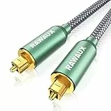 RAWAUX 2M Optisches Kabel mit 24K Vergoldete Stecker Digital Optisches Audiokabel Nylon Geflochtenes Digital Audio SPDIF Kabel auf Toslink Kabel für Soundbar, TV, Heimkino, PS4, DVD