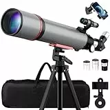 Aurosports Astronomisches Teleskop für Erwachsene – 90 mm Öffnung 600 mm Refraktor Teleskop ideal für Einsteiger tragbar, perfekt für unterwegs Reisen und Sternenbeobachtung